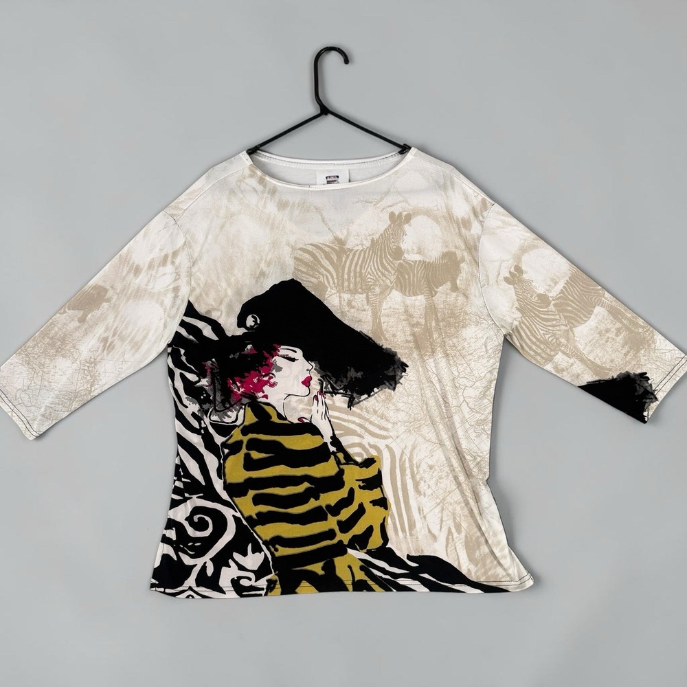 Valentina Signa Artistic Graphic Design 3/4 Sleeve Shirt Women's Size 1X - Picture 5 of 5